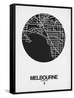 Melbourne Street Map Black on White-NaxArt-Framed Stretched Canvas