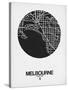 Melbourne Street Map Black on White-NaxArt-Stretched Canvas