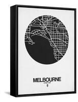 Melbourne Street Map Black on White-NaxArt-Framed Stretched Canvas