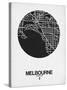 Melbourne Street Map Black on White-NaxArt-Stretched Canvas