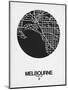 Melbourne Street Map Black on White-NaxArt-Mounted Art Print