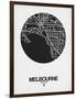 Melbourne Street Map Black on White-NaxArt-Framed Art Print