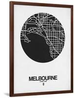 Melbourne Street Map Black on White-NaxArt-Framed Art Print