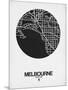 Melbourne Street Map Black on White-NaxArt-Mounted Art Print