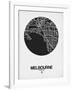 Melbourne Street Map Black on White-NaxArt-Framed Art Print