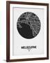 Melbourne Street Map Black on White-NaxArt-Framed Art Print