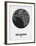 Melbourne Street Map Black on White-NaxArt-Framed Art Print