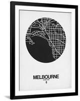 Melbourne Street Map Black on White-NaxArt-Framed Art Print