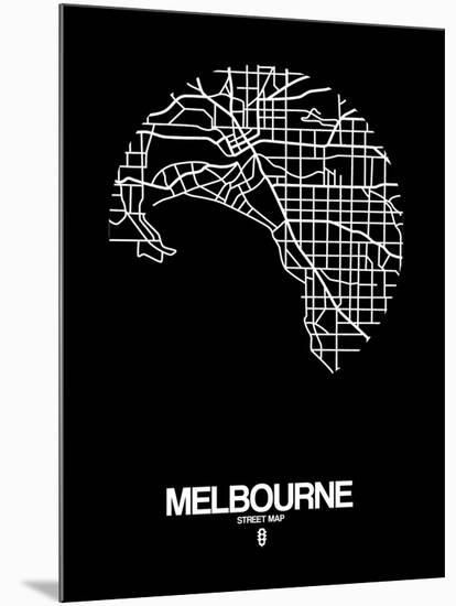 Melbourne Street Map Black-NaxArt-Mounted Art Print