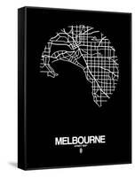 Melbourne Street Map Black-NaxArt-Framed Stretched Canvas