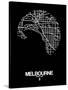 Melbourne Street Map Black-NaxArt-Stretched Canvas