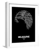 Melbourne Street Map Black-NaxArt-Framed Art Print