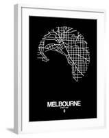 Melbourne Street Map Black-NaxArt-Framed Art Print