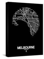 Melbourne Street Map Black-NaxArt-Stretched Canvas