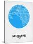 Melbourne Street Map Blue-NaxArt-Stretched Canvas