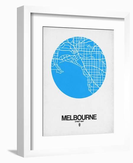 Melbourne Street Map Blue-NaxArt-Framed Art Print