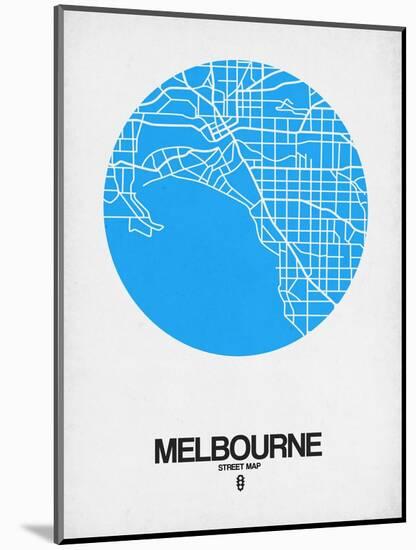 Melbourne Street Map Blue-NaxArt-Mounted Art Print