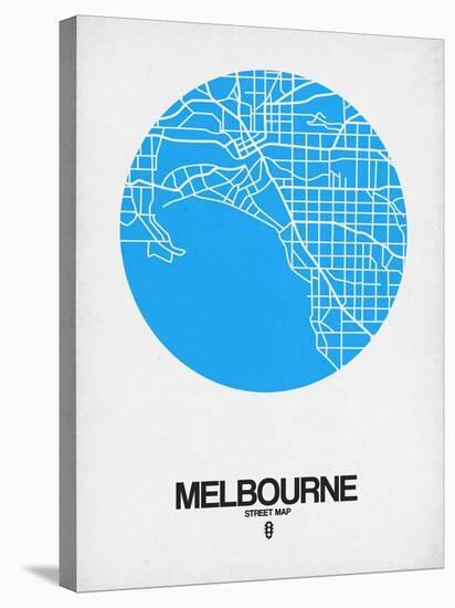 Melbourne Street Map Blue-NaxArt-Stretched Canvas