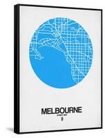 Melbourne Street Map Blue-NaxArt-Framed Stretched Canvas