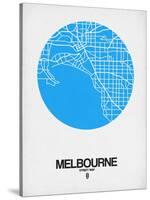 Melbourne Street Map Blue-NaxArt-Stretched Canvas