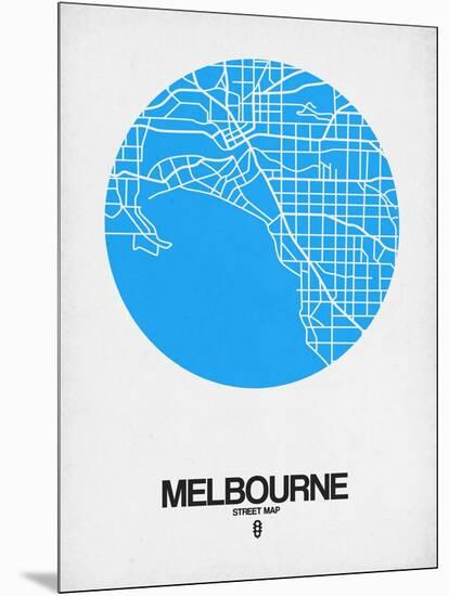 Melbourne Street Map Blue-NaxArt-Mounted Art Print