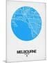 Melbourne Street Map Blue-NaxArt-Mounted Art Print