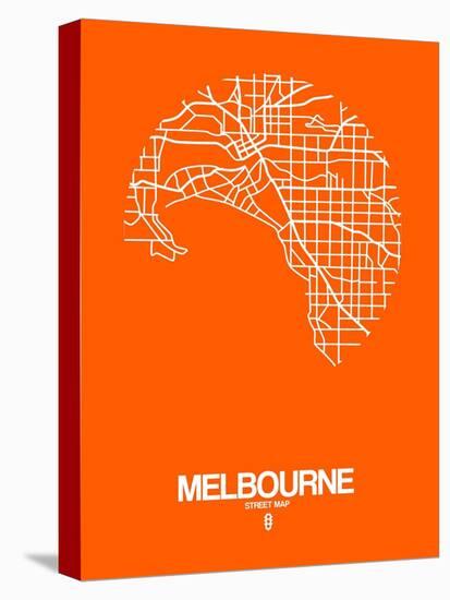 Melbourne Street Map Orange-NaxArt-Stretched Canvas