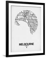 Melbourne Street Map White-NaxArt-Framed Art Print