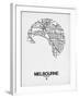 Melbourne Street Map White-NaxArt-Framed Art Print