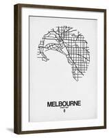 Melbourne Street Map White-NaxArt-Framed Art Print