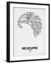 Melbourne Street Map White-NaxArt-Framed Art Print