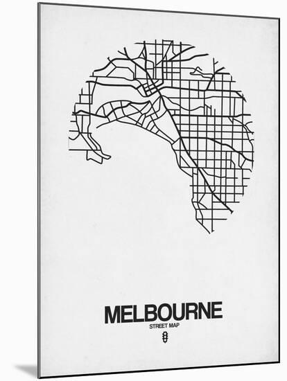 Melbourne Street Map White-NaxArt-Mounted Art Print