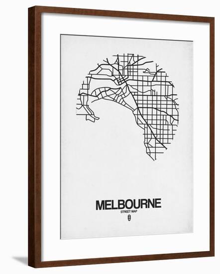 Melbourne Street Map White-NaxArt-Framed Art Print