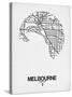 Melbourne Street Map White-NaxArt-Stretched Canvas