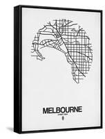 Melbourne Street Map White-NaxArt-Framed Stretched Canvas