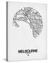 Melbourne Street Map White-NaxArt-Stretched Canvas