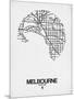 Melbourne Street Map White-NaxArt-Mounted Art Print