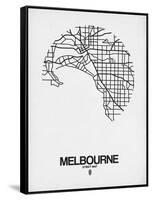 Melbourne Street Map White-NaxArt-Framed Stretched Canvas