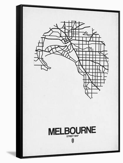 Melbourne Street Map White-NaxArt-Framed Stretched Canvas