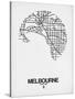 Melbourne Street Map White-NaxArt-Stretched Canvas
