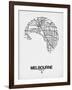 Melbourne Street Map White-NaxArt-Framed Art Print