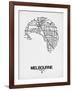 Melbourne Street Map White-NaxArt-Framed Art Print