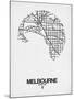 Melbourne Street Map White-NaxArt-Mounted Art Print