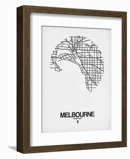 Melbourne Street Map White-NaxArt-Framed Art Print