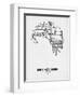 Melbourne Street Map White-NaxArt-Framed Art Print