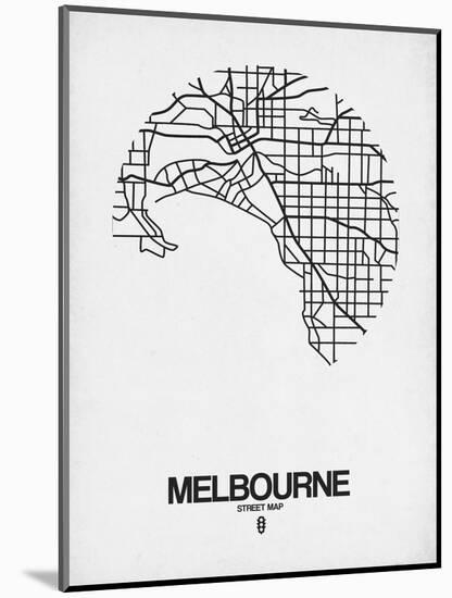 Melbourne Street Map White-NaxArt-Mounted Art Print