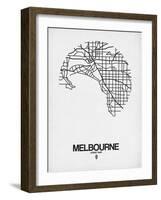 Melbourne Street Map White-NaxArt-Framed Art Print