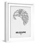 Melbourne Street Map White-NaxArt-Framed Art Print