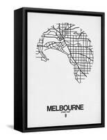 Melbourne Street Map White-NaxArt-Framed Stretched Canvas