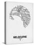 Melbourne Street Map White-NaxArt-Stretched Canvas